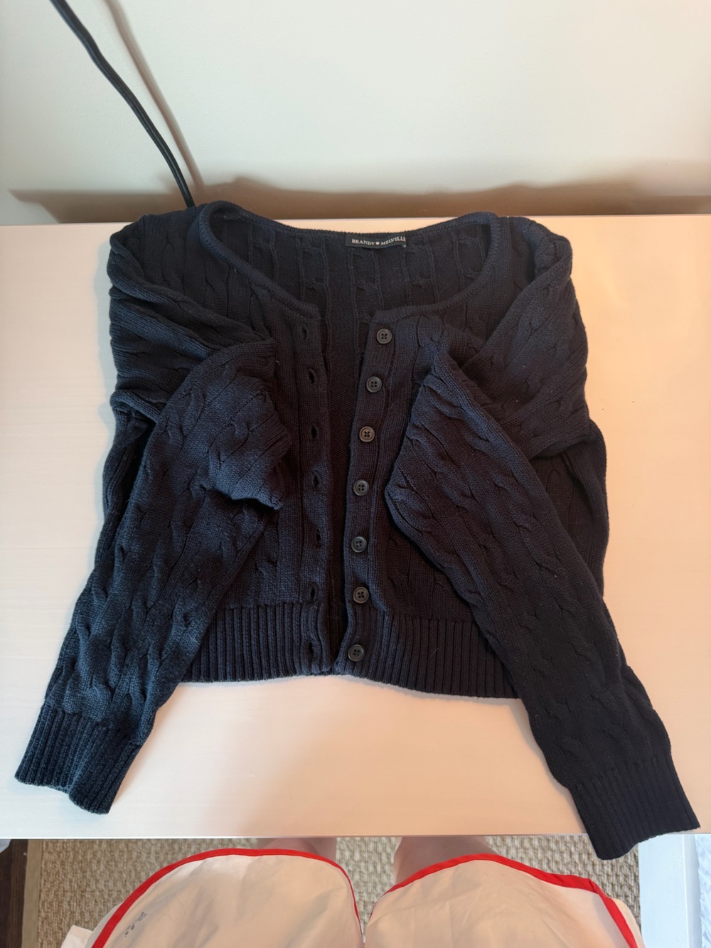 Brandy Melville Navy Cable-Knit Button Cardigan